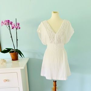 Calypso St Barth White Beaded Crochet Mini Dress L